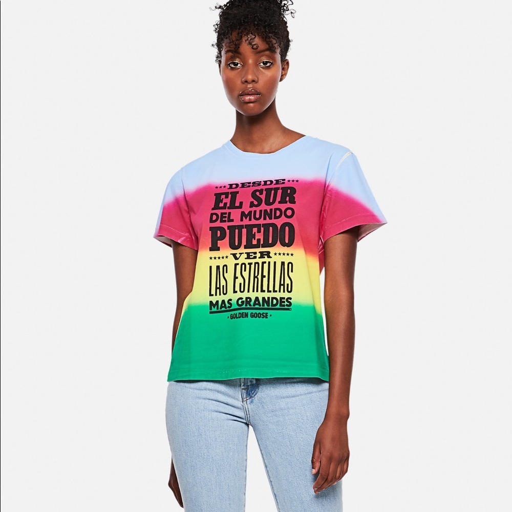Golden Goose Ania tye dye El Sur del Mundo T Shirt Small NWT.